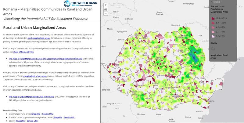 Aplicatie interactiva a Bancii Mondiale - comunitatile marginalizate din Romania, Foto: Esri