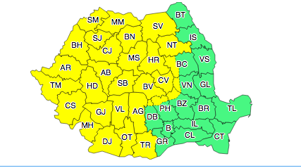 Cod galben vijelii si ploi torentiale, Foto: ANM