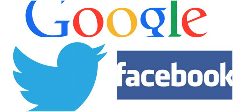 Logo Google, Facebook, Twitter, Foto: Colaj foto