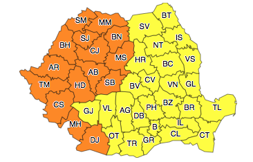 Coduri galbene si portocalii decanicula in toata tara, Foto: ANM