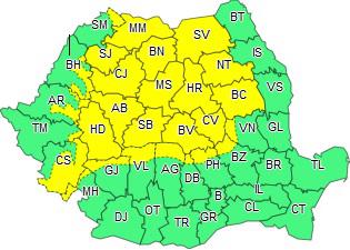 Cod galben de ploi 20-21 august, Foto: Administratia Nationala de Meteorologie