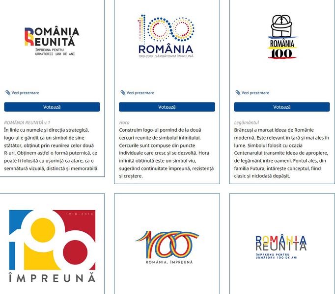 6 din cele 13 propuneri de logo pentru Centenar, Foto: Ministerul Culturii
