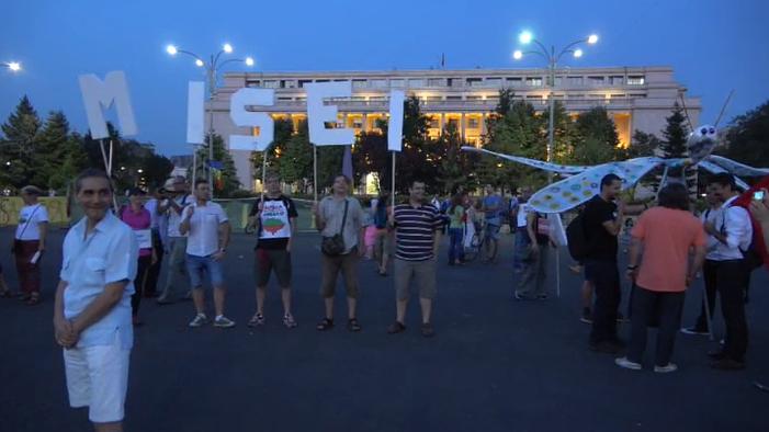 Protest Rosia Montana la Guvern, 1 septembrie, Foto: Captura Privesc.eu