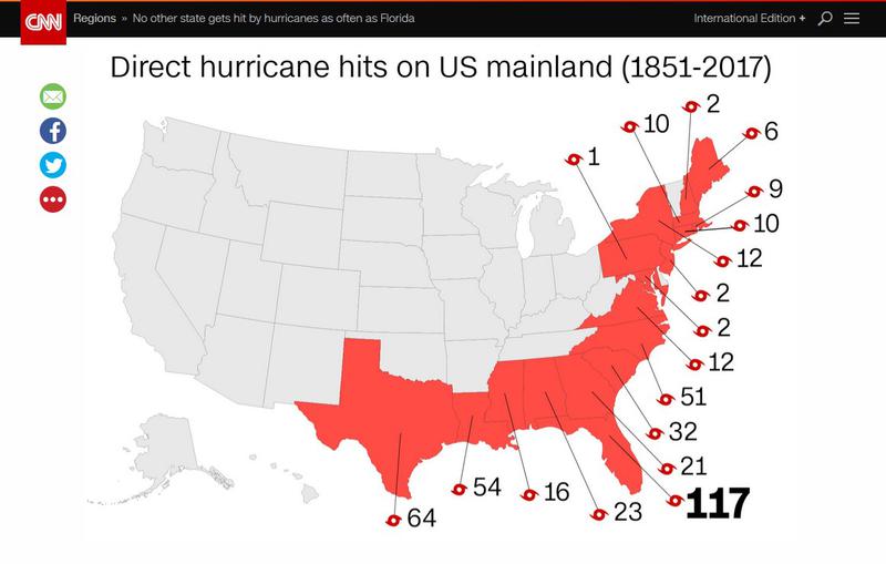 Numarul uraganelor care au ajuns in SUA, Foto: Captura CNN