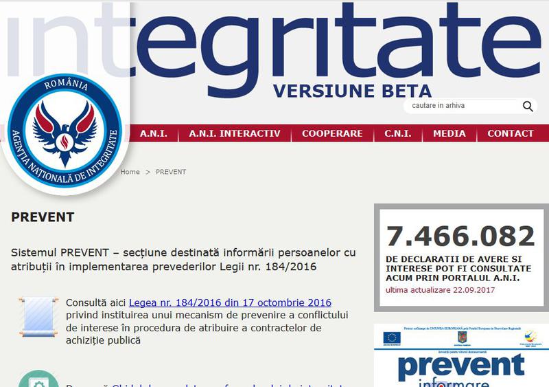Sistemul Prevent al ANI, Foto: Captura ANI