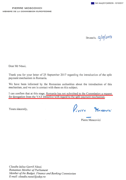 Moscovici anunta ca nu s-a cerut derogare pe TVA Split, Foto: Facebook / Claudiu Nasui
