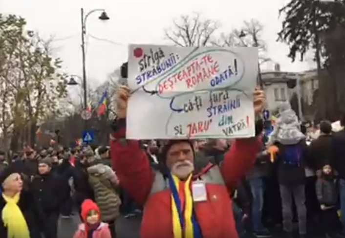PANCARTA ZIUA NATIONALA, Foto: Captura Rezistenta Tv