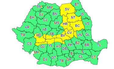 Harta cod galben ninsori, Foto: ANM