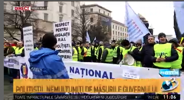 Politistitii protesteaza fata de salarizarea precara, Foto: Captura Antena 3