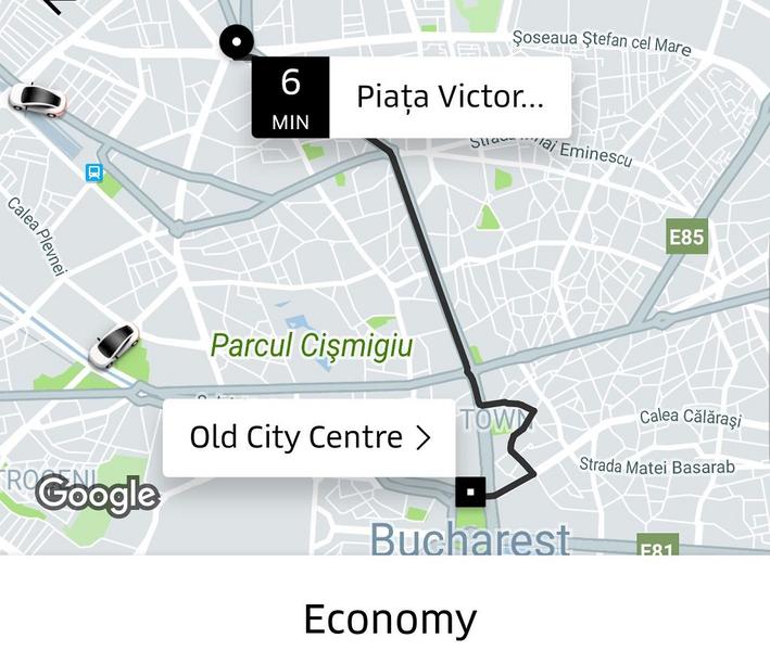 Captura din aplicatia Uber, Foto: -