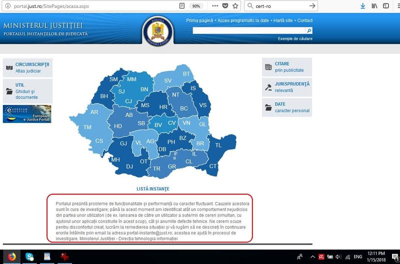 Portalul instantelor de judecata are probleme de functionare, Foto: Captura Portal.just.ro