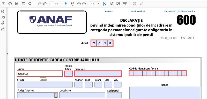 Formularul 600 inteligent, Foto: ANAF