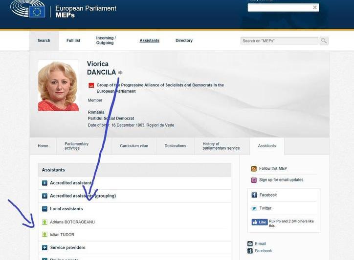 Captura de pe site-ul Parlamentului European, Foto: Facebook Tudor Pop
