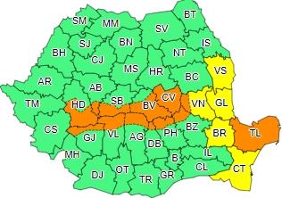 Coduri portocaliu si galben de viscol si ninsori, Foto: Administratia Nationala de Meteorologie