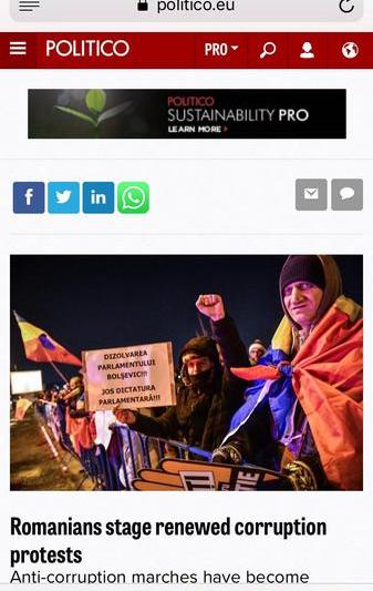 Protestele de sambata din Romania, in Politico.eu, Foto: Politico