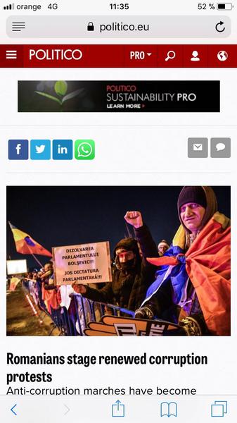 Protestele de sambata din Romania, in Politico.eu, Foto: Politico