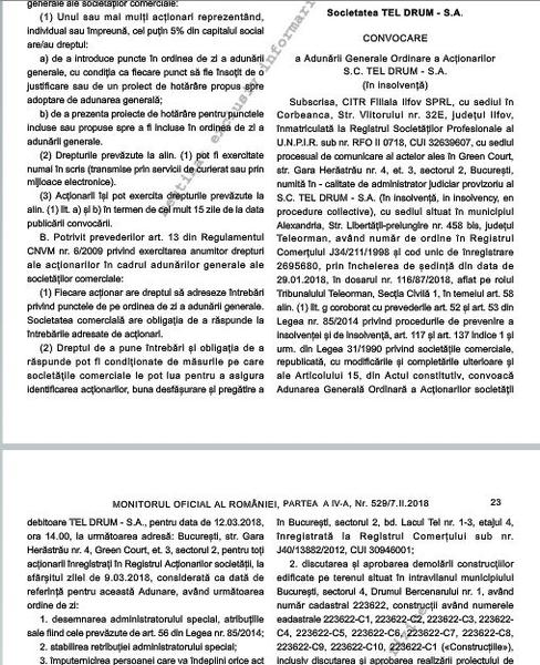 Convocare Tel Drum, Foto: Captura Monitorul Oficial
