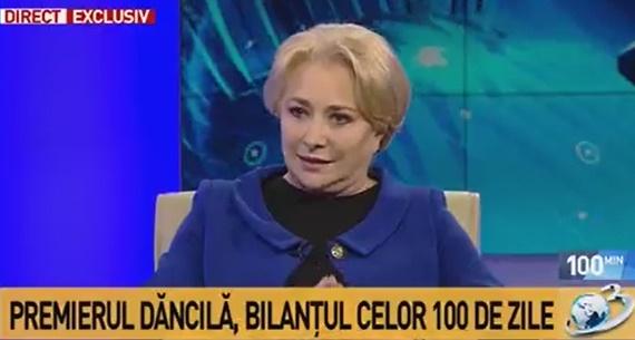 Viorica Dancila la Antena 3, Foto: Captura Antena 3