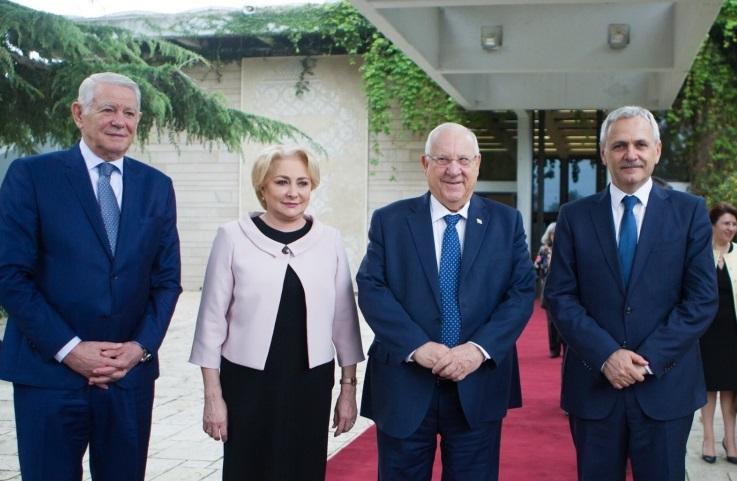 Liviu Dragnea, Viorica Dancila si Teodor Melescanu, la intalnirea cu presedintele Israelului, Reuven Rivlin, Foto: Guvern