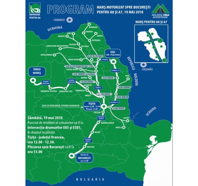 Mars motorizat din Moldova spre Capitala, Foto: Impreuna pentru autostrada Ungheni-Iasi-Targu Mures