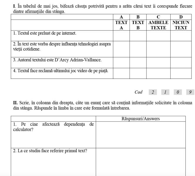 Model de subiecte la Evaluarea la clasa a VI-a, Foto: edu.ro
