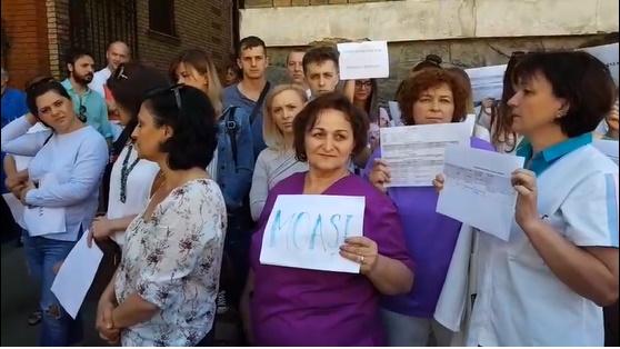 Protest la Spitalul Judetean Cluj, Foto: Captura Facebook