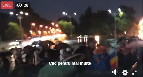 Protest in ploaie in Piata Victoriei, Foto: Captura video