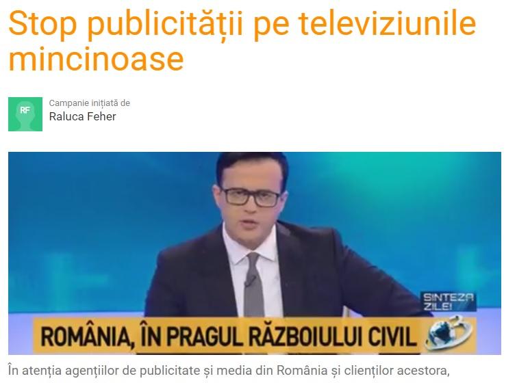 Captura petitie A3-Romania TV, Foto: Captura de-clic.ro
