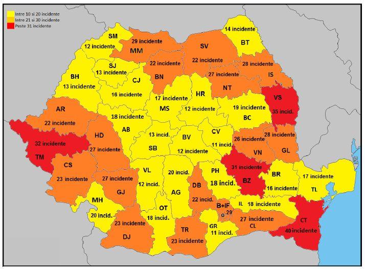 Incidentele de securitate pe judete în 2017, Foto: ANCOM