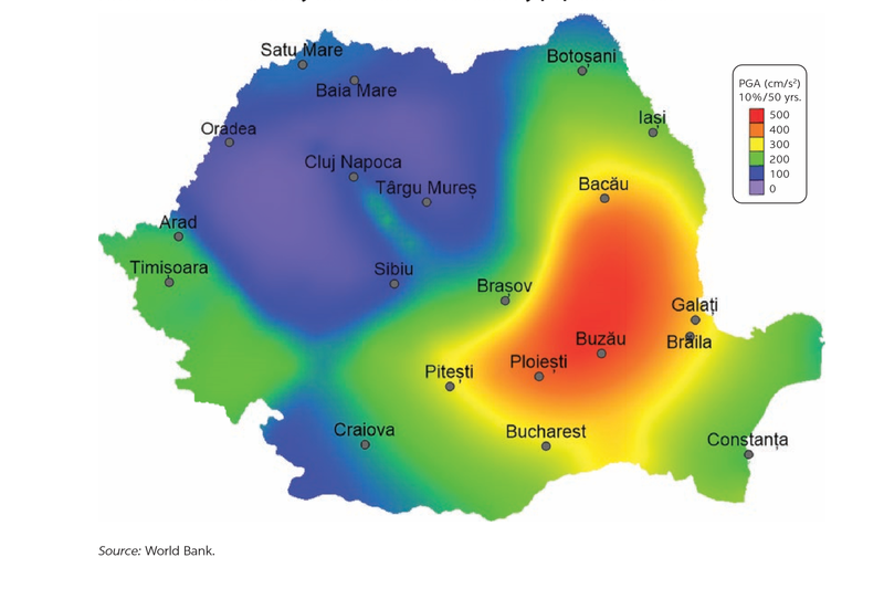 Harta riscurilor seismice, potrivit Bancii Mondiale, Foto: Hotnews