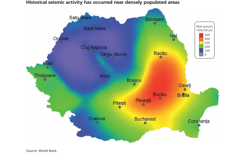 Harta riscurilor seismice, potrivit Bancii Mondiale, Foto: Hotnews
