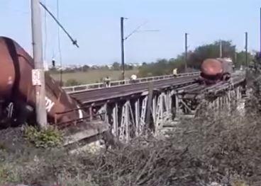 Tren deraiat, Foto: Captura Digi 24
