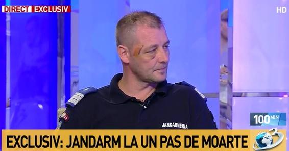 Jandarm în studioul Antenei 3, Foto: captura Antena 3