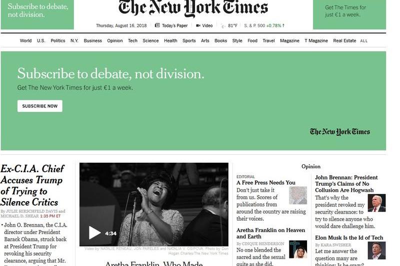 Pagin NY Times, Foto: The New York Times