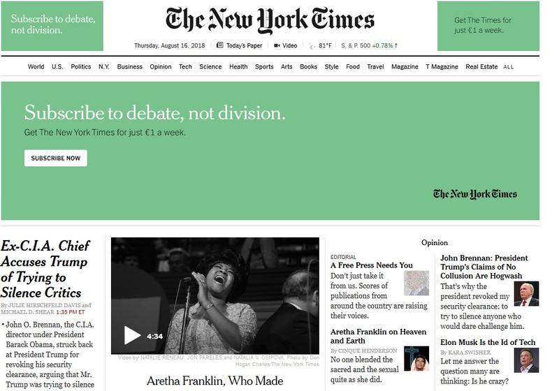 Pagin NY Times, Foto: The New York Times