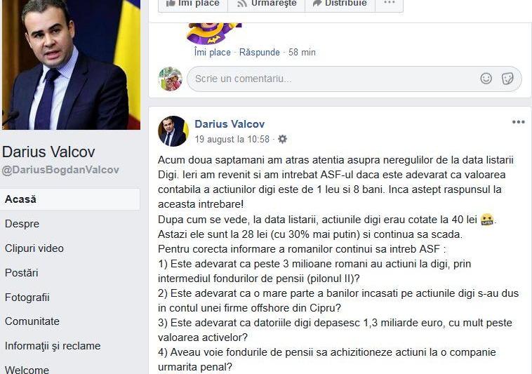 Darius Valcov pe Facebook, Foto: Captura Facebook