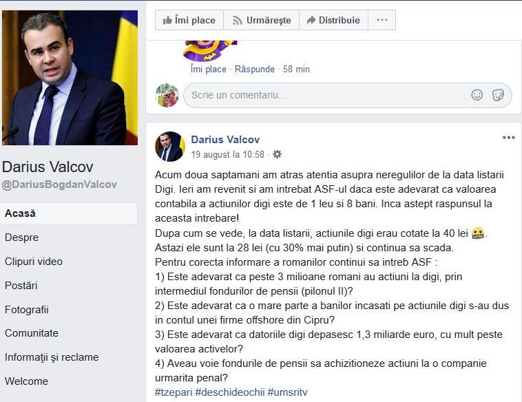 Darius Valcov pe Facebook, Foto: Captura Facebook