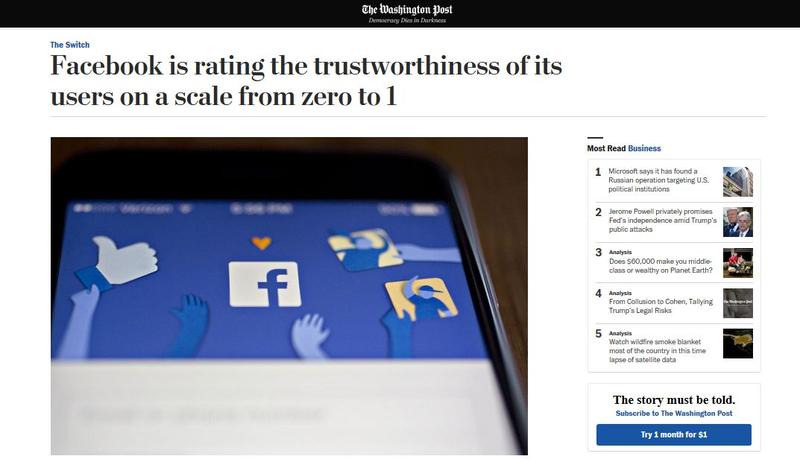 Facebook si sistemul sau de calificative, Foto: Captura Washington Post