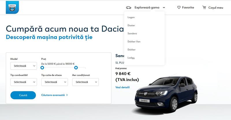 Platforma online de vanzari Dacia, Foto: Dacia