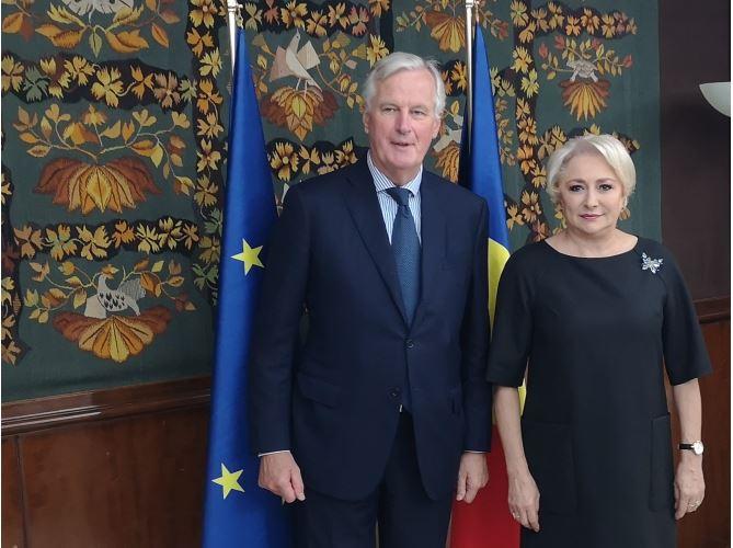 Viorica Dancila si Michel Barnier, Foto: gov.ro