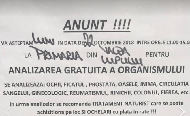 Anunt Primarie Valea Lupului, Foto: Captura Facebook