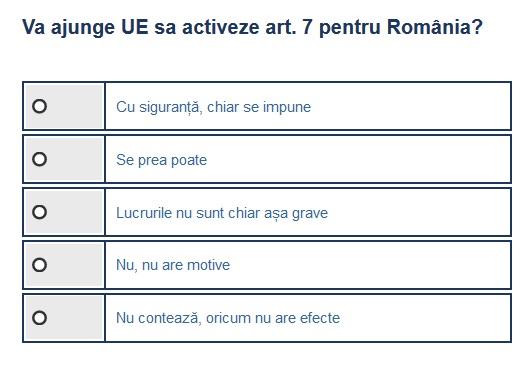 Sondaj Art. 7 Romania, Foto: Hotnews