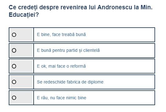 Sondaj Andronescu la Educatie, Foto: Hotnews