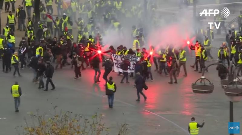 Ciocniri la protestele Vestelor Galbene, in Paris, Foto: Captura YouTube