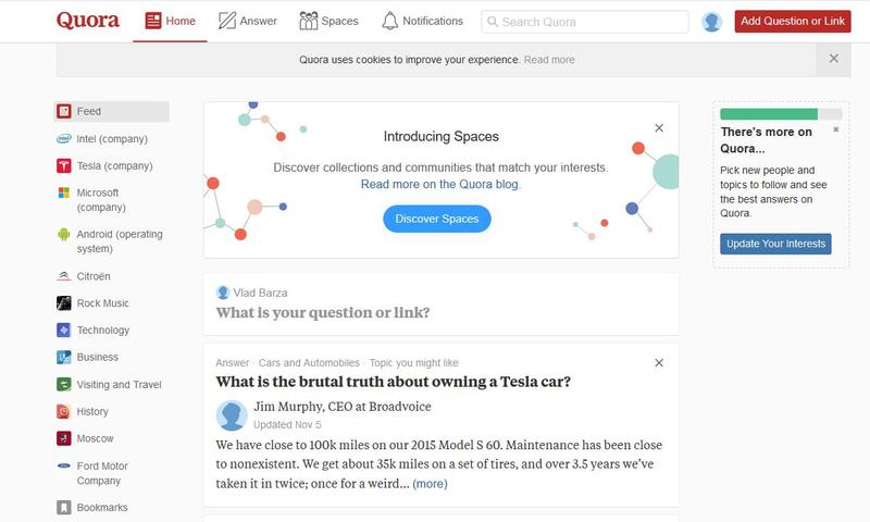 Pagina de deschidere a Quora, Foto: quora