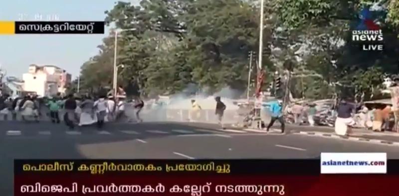 Proteste in Thiruvananthapuram, Foto: Captura YouTube