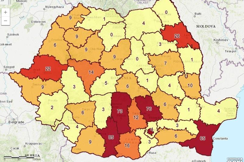 Harta epidemiei de gripa in Romania, Foto: Hotnews