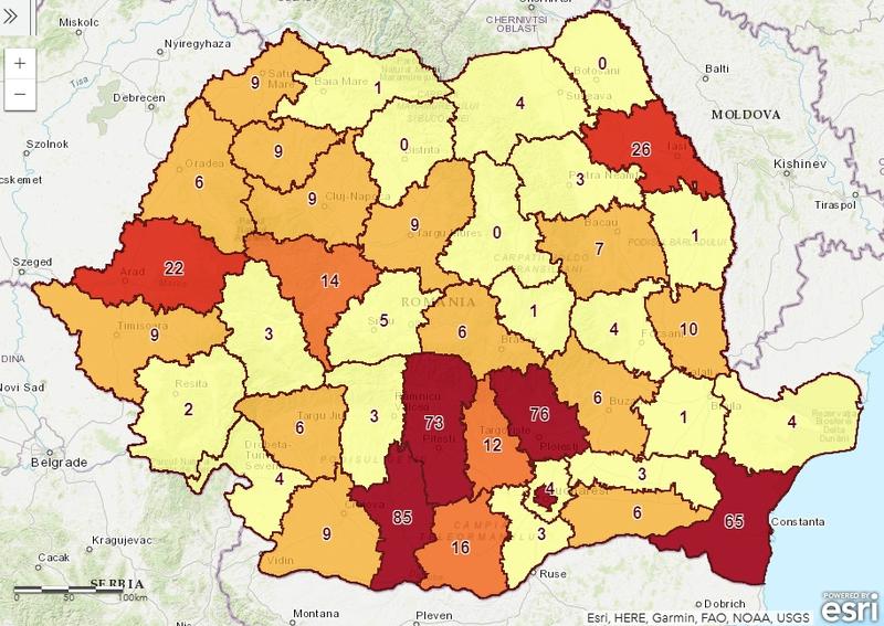 Harta epidemiei de gripa in Romania, Foto: Hotnews