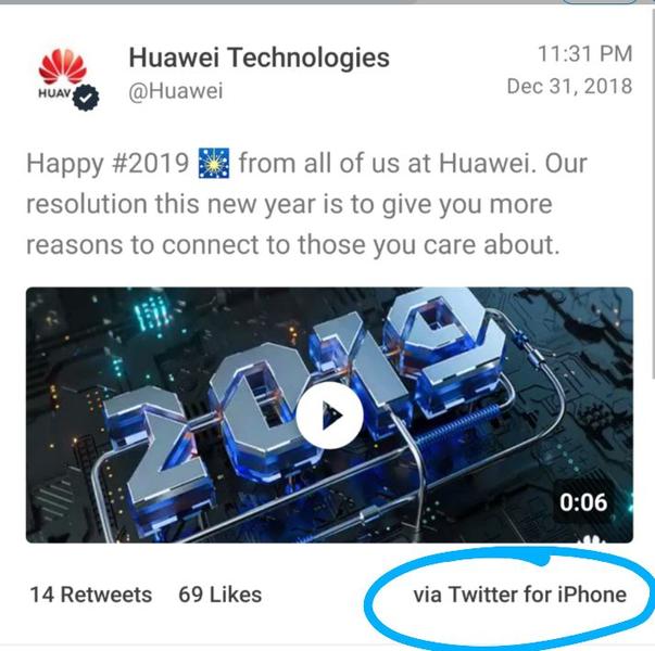 Mesajul postat de Huawei pe 31 decembrie, Foto: Marques Brownlee