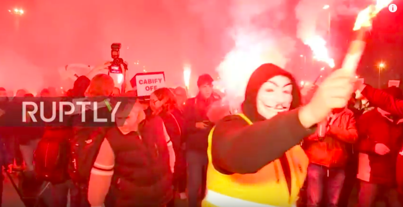 proteste anti-Uber in Barcelona, Foto: Captura YouTube